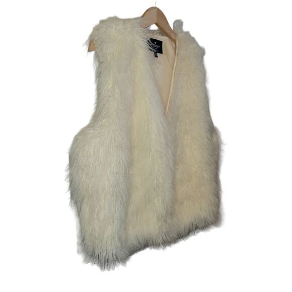 American Eagle Off White Ivory Cream Faux Fur Vest XL - Picture 4 of 9